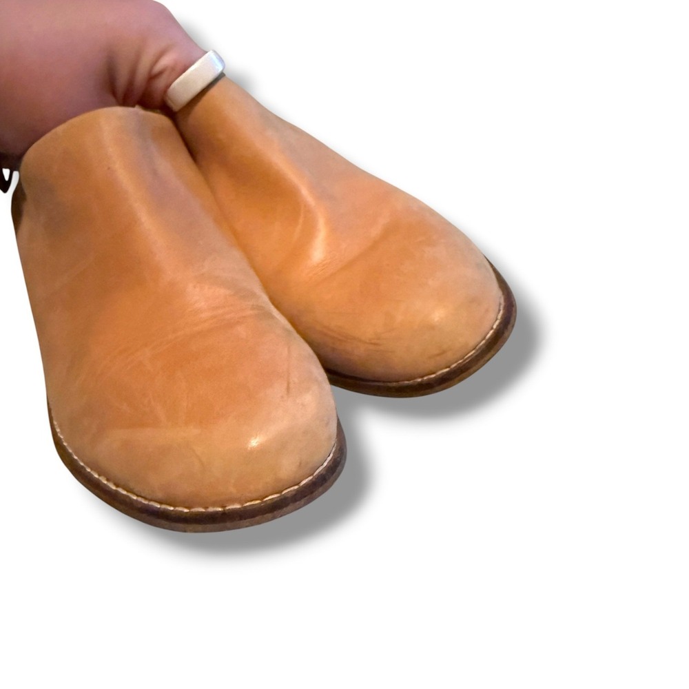 TOMS Leila Slingback Mules Womens 6.5 Tan Leather Block Heel Clogs Buckle Back - Picture 5 of 14